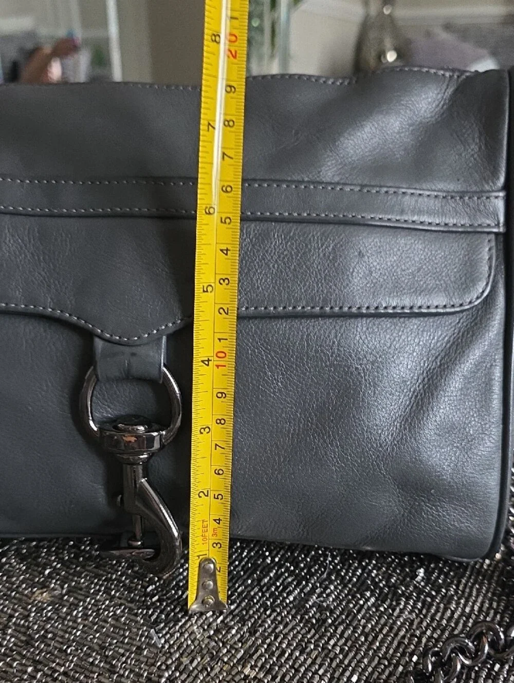 Rebecca Minkoff Black Leather Messenger Bag with Gunmetal Hardware